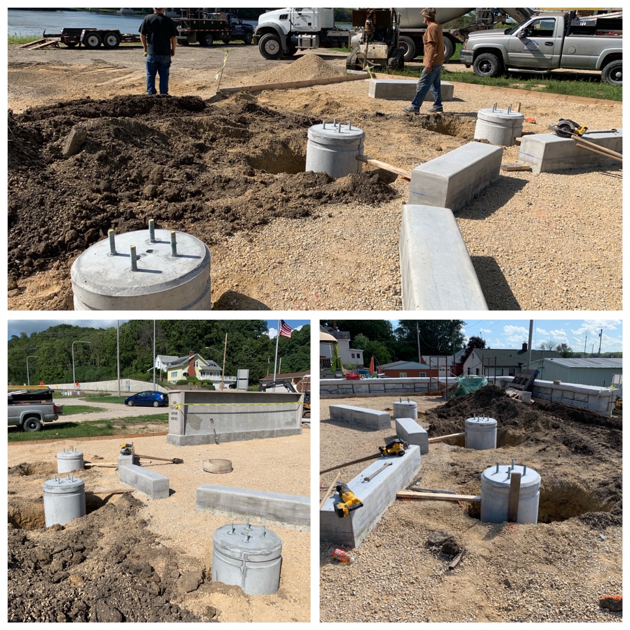 The Flagpole foundations are in place ready to install the flagpoles.