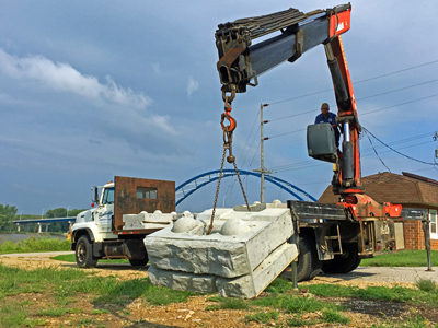 Retaing Wall Blocks Being Delivered